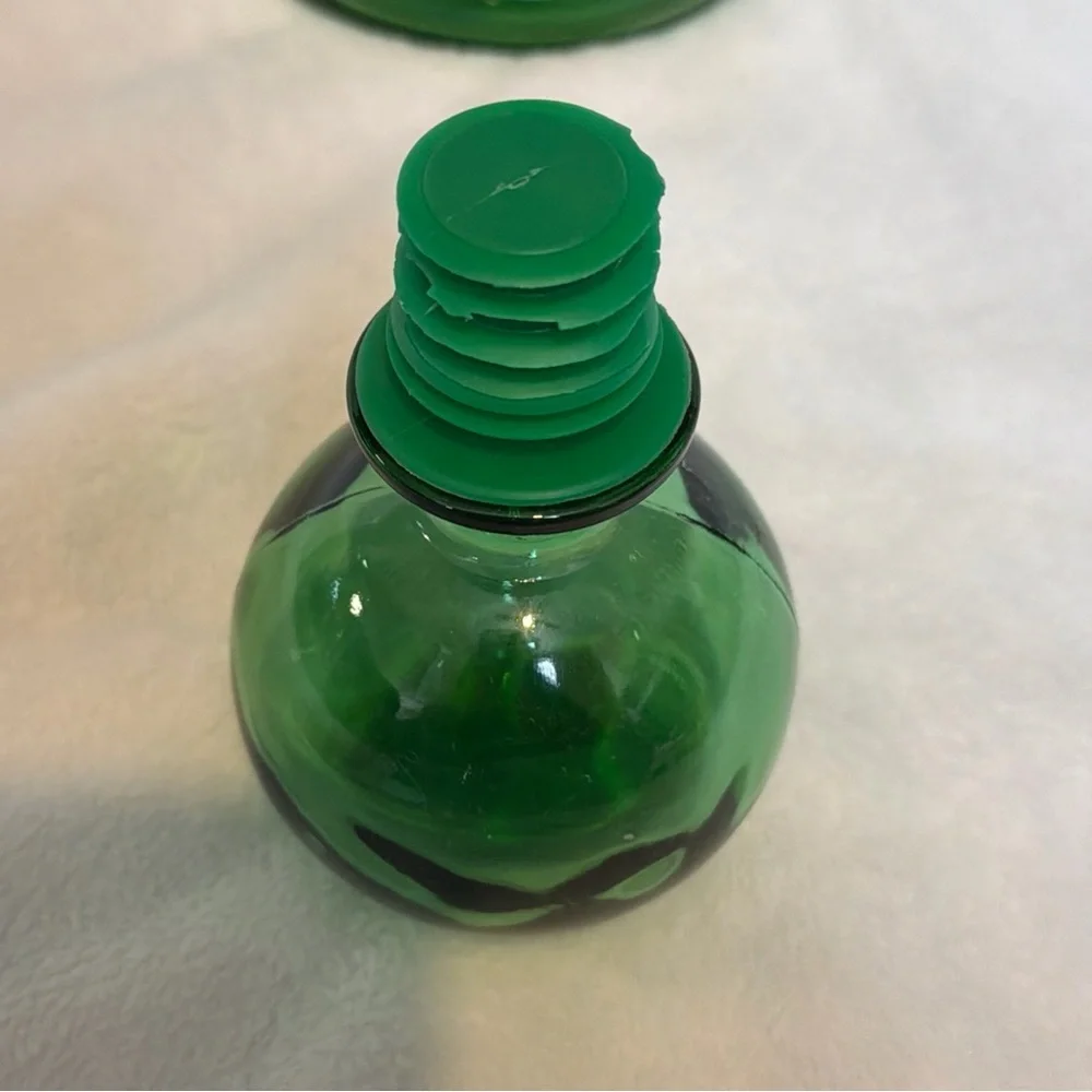 Emerald Green glass decanter & ball stopper 12” - Vintage